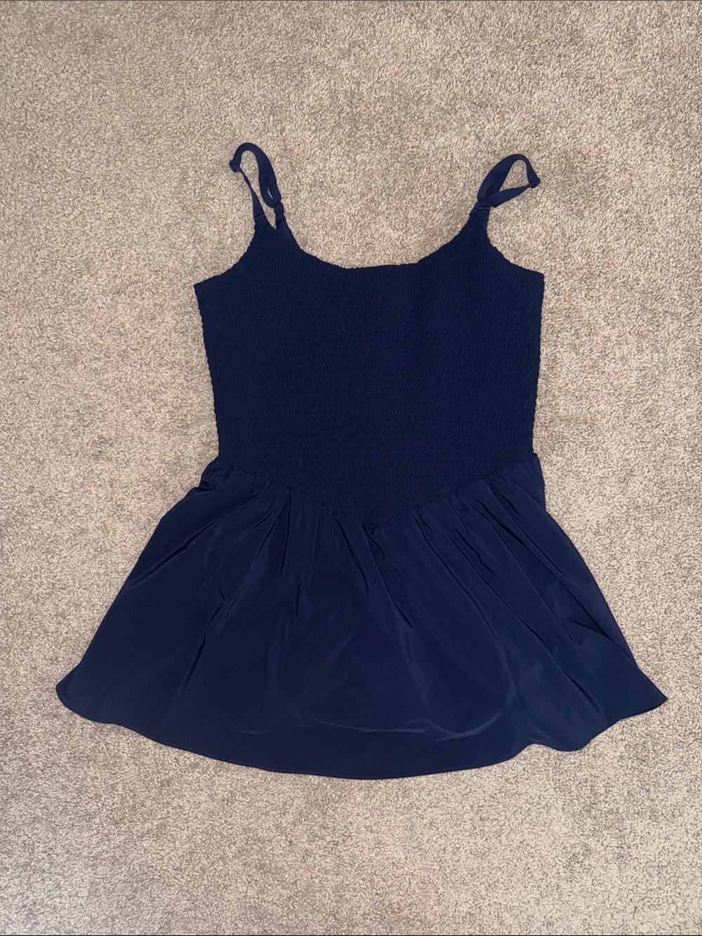 aerie Navy Blue Smocked Mini Dress